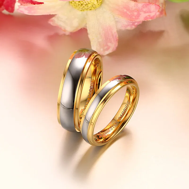 Hot Fashion High Quality #4-#6 Width Couple Ring Tungsten Carbide Wedding Gold color women men jewelry | Украшения и аксессуары
