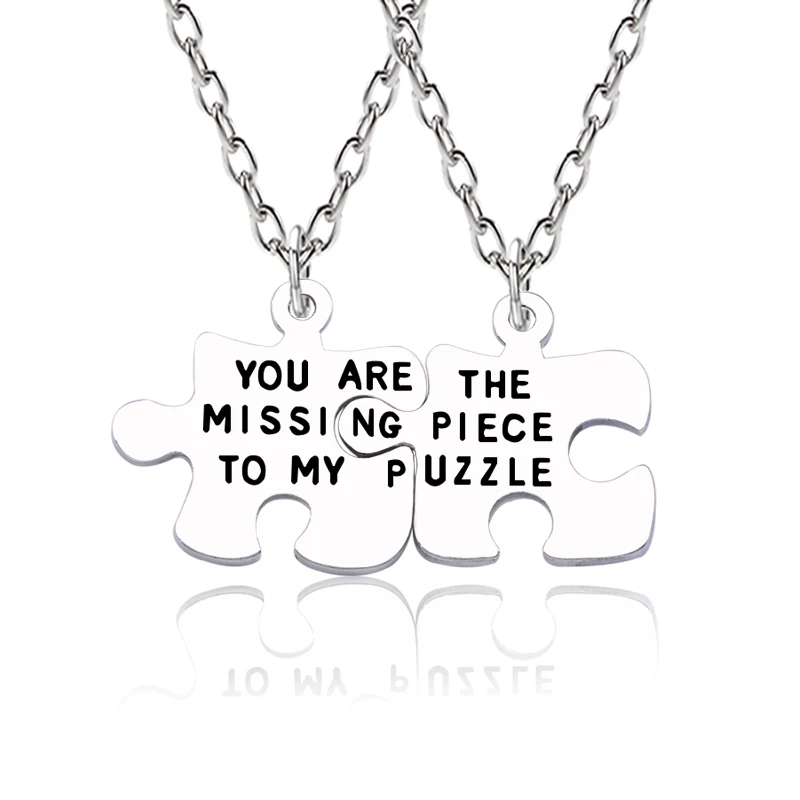 2pcs Trendy Best Friend Forever Necklace You Are The Missing Piece To My Puzzle Pendant Necklace Gift For Wife Couple Jewelry
2pcs Trendy Best Friend Forever Necklace You Are The Missing Piece To My Puzzle Pendant Necklace Gift For Wife Couple Jewelry