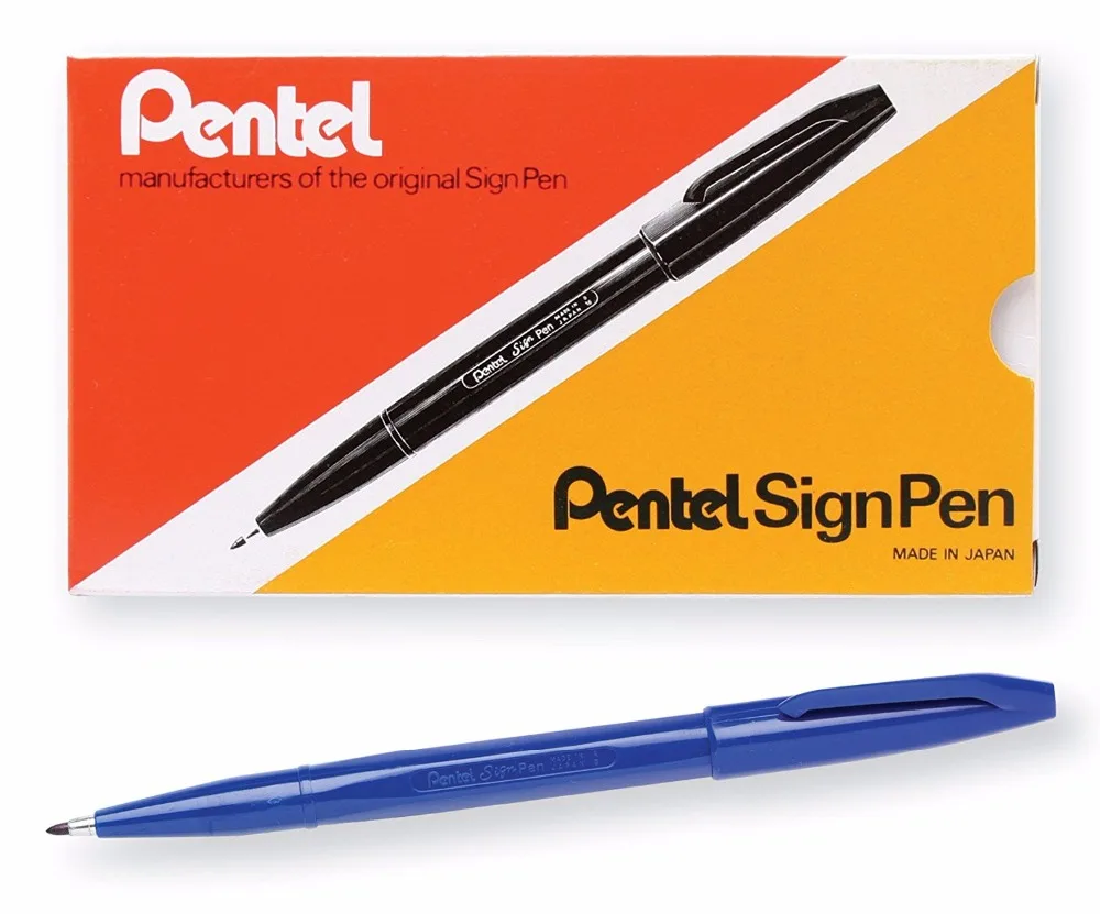 Ручка с волоконным наконечником Pentel маркер войлочным синие Черные Красные