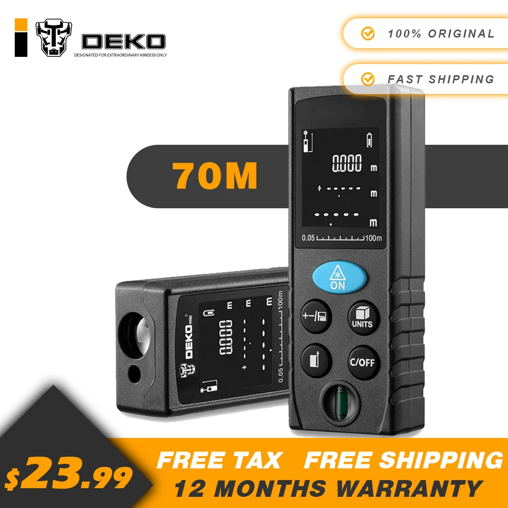 Ручной лазерный дальномер DEKO LRD110 70 м|Лазерные дальномеры| |