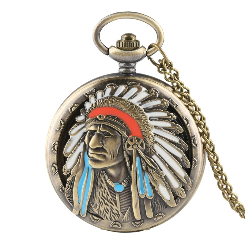 Retro Colorful Portrait Design Watch Ancient Indian Old Man Quartz Pocket Watch Fashion Fob Watch Bronze Pendant Necklace Chain
Retro Colorful Portrait Design Watch Ancient Indian Old Man Quartz Pocket Watch Fashion Fob Watch Bronze Pendant Necklace Chain