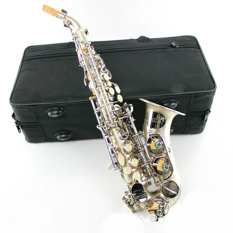 Фото Сопрано саксофон Bb локоть труба духовой инструмент серебро - купить