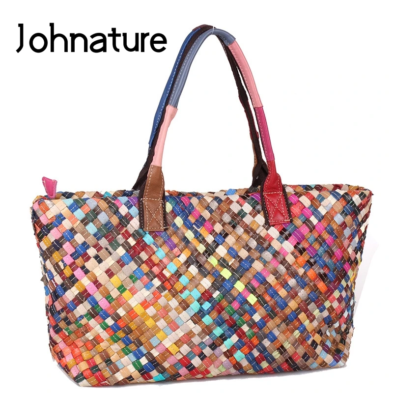 Johnature Genuine Leather Handmade Knitting Colorful Women Shoulder Bags 2021 New Fashion Large Capacity Cowhide Crossbody Bags
Johnature Genuine Leather Handmade Knitting Colorful Women Shoulder Bags 2021 New Fashion Large Capacity Cowhide Crossbody Bags