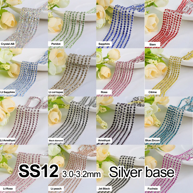 Rhinestones chain 17 Color 3Yards/lot SS12(3.0-3.2MM) Silver claw fou Garment free shipping
Rhinestones chain 17 Color 3Yards/lot SS12(3.0-3.2MM) Silver claw fou Garment free shipping