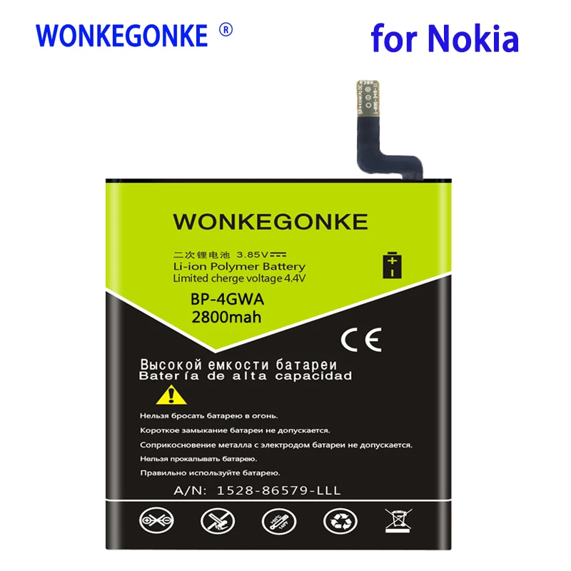 WONKEGONKE 2800mah BP-4GWA Phone Battery Use for NOKIA Lumia 720T 720 625 625h Batteries Bateria
WONKEGONKE 2800mah BP-4GWA Phone Battery Use for NOKIA Lumia 720T 720 625 625h Batteries Bateria