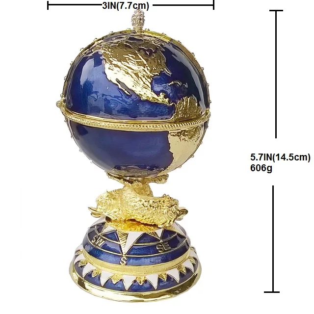 Globe Faberge Inspired Egg trinket box Russian craft metal jewerly ring box bejeweled bling jewelry birthday gifts collectibles
Globe Faberge Inspired Egg trinket box Russian craft metal jewerly ring box bejeweled bling jewelry birthday gifts collectibles