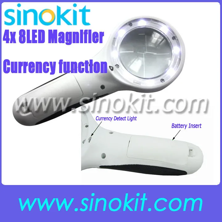 Free Shipping 4X 8LED Hand-held Magnifier Glass with Currency Detecting Function 9586
Free Shipping 4X 8LED Hand-held Magnifier Glass with Currency Detecting Function 9586