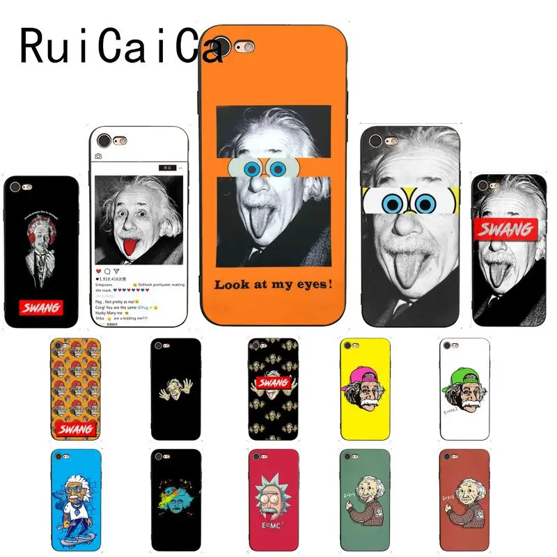 Ruicaica Забавный Einstein Eyes Красочный милый чехол для телефона iPhone 8 7 6 6S 6plus X XS MAX 5 5S SE XR 10