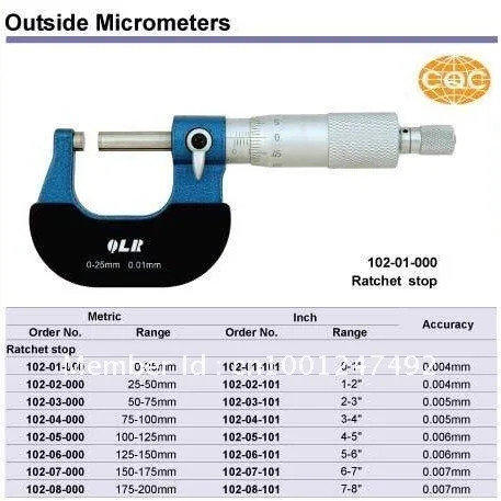 Qingliang scribed line outside micrometer. 0-25mm. 102-01-000. 0-1inch.Quality goods
Qingliang scribed line outside micrometer. 0-25mm. 102-01-000. 0-1inch.Quality goods