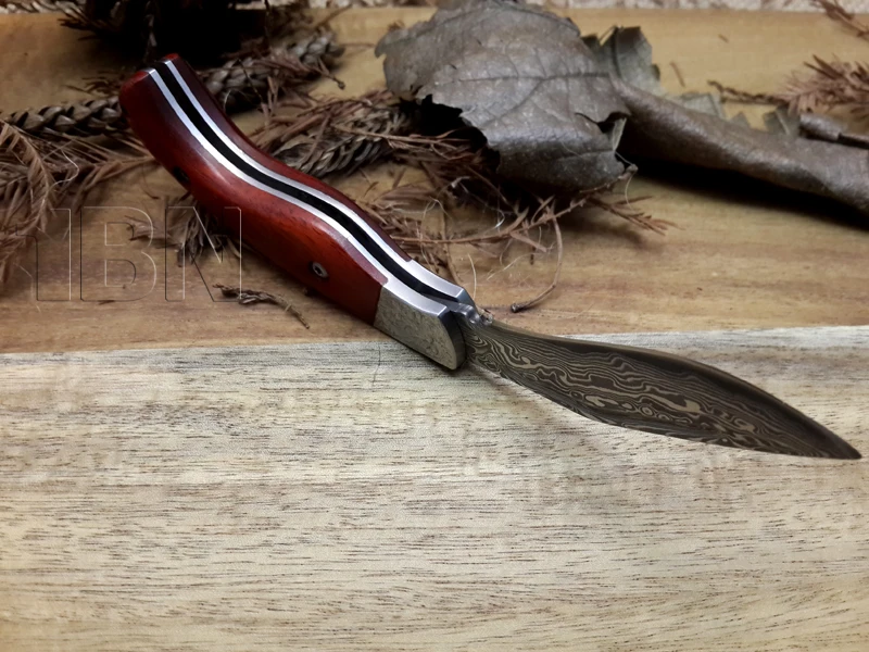 Складной нож LCM66 карманный складной из сандалии с деревянной ручкой