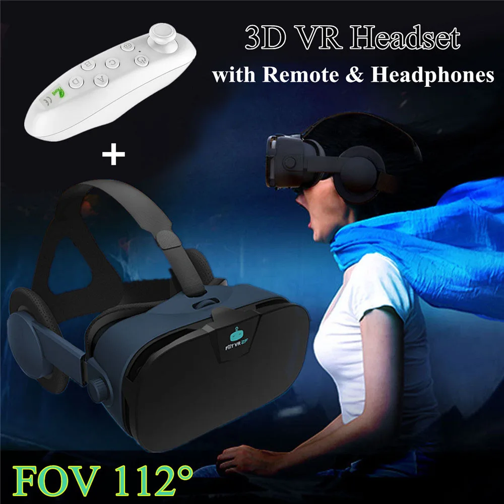 Fiit VR гарнитура чехол Очки виртуальной реальности с наушниками Oculos 3D Goggle Box для Iphone