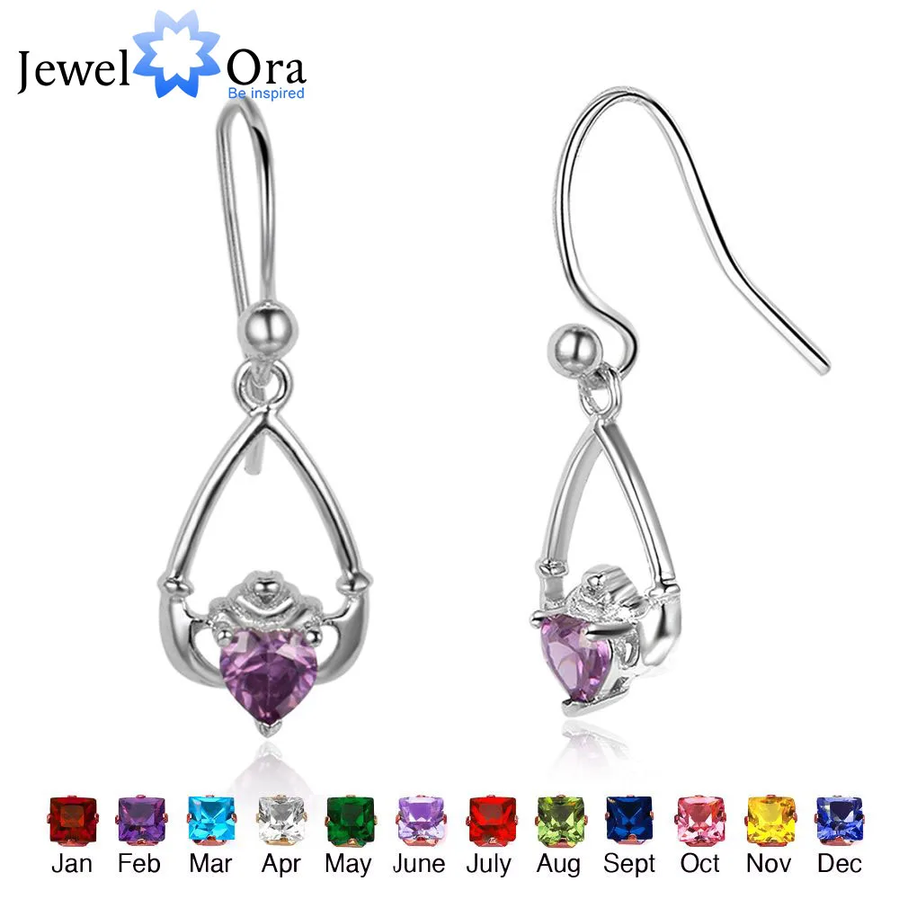 925 Sterling Sliver Claddagh Earrings Personalized Birthstone Drop Earrings Irish Friendship Jewelry Gift (JewelOra EA102004)
925 Sterling Sliver Claddagh Earrings Personalized Birthstone Drop Earrings Irish Friendship Jewelry Gift (JewelOra EA102004)