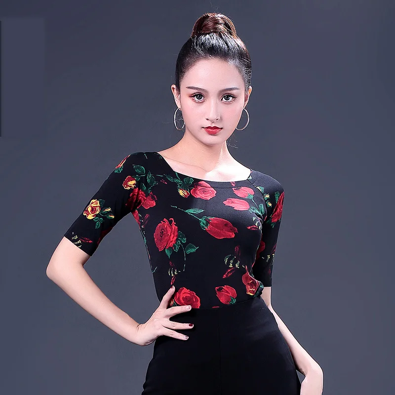 Flower print Half sleeve Ballroom Modern sexy Latin dance clothes top for women Dancing Shirts Costume performance wear YR1106
Flower print Half sleeve Ballroom Modern sexy Latin dance clothes top for women Dancing Shirts Costume performance wear YR1106