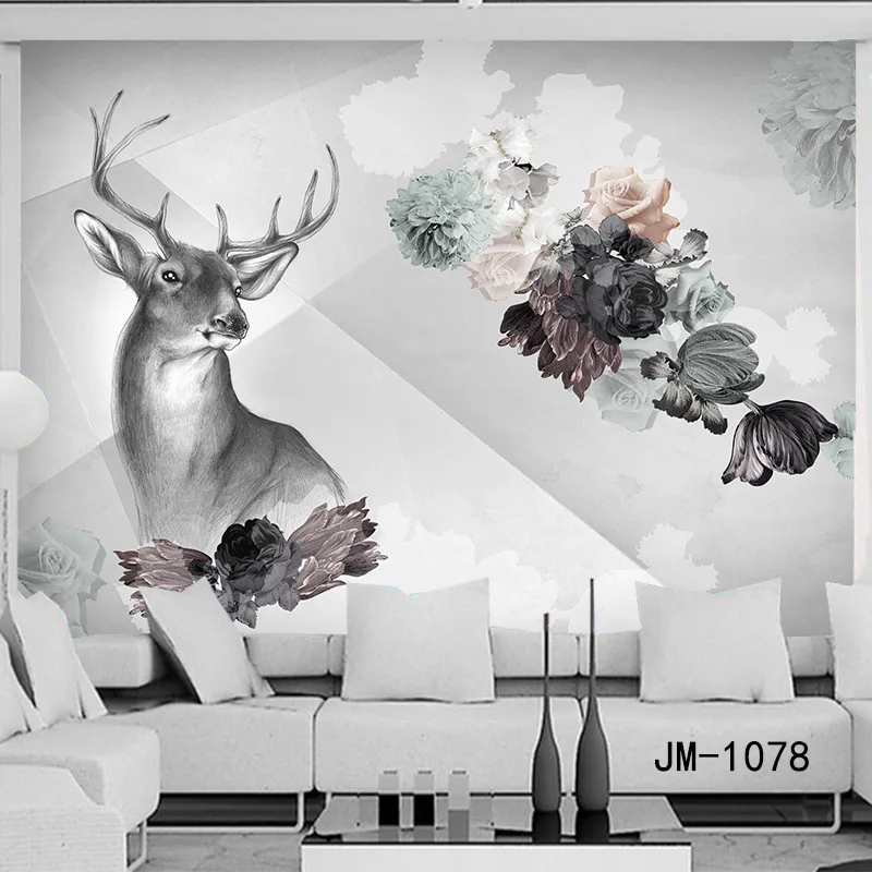 Custom Nordic hand-painted elk flower TV background wallpaper modern minimalist film mural wallpaper Non-woven wall covering
Custom Nordic hand-painted elk flower TV background wallpaper modern minimalist film mural wallpaper Non-woven wall covering