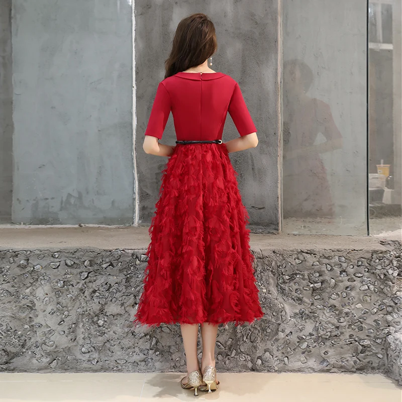 Новое поступление 2021 короткое платье weiyin с V-образным вырезом бордового черного