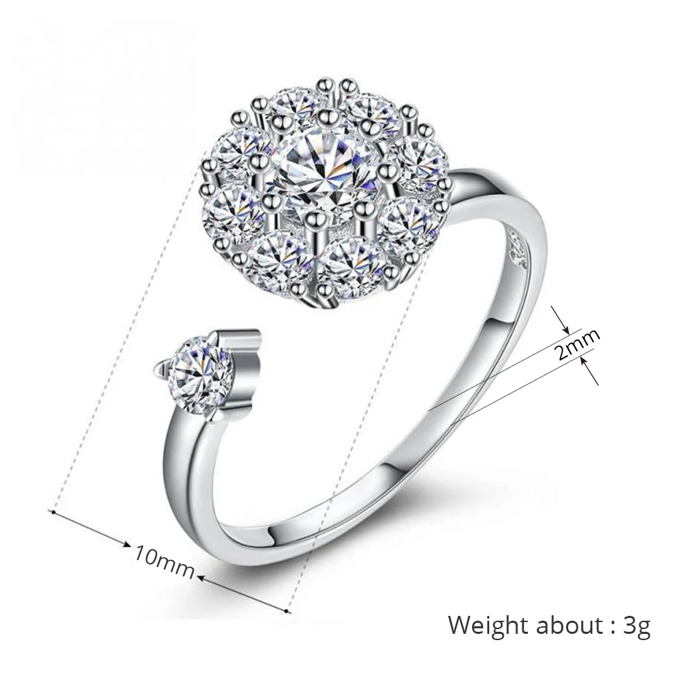 BEEROSERY Sparkling Rotate Ring Cubic Zirconia Adjustable Opening Finger Fashion Flower Ring For Women
BEEROSERY Sparkling Rotate Ring Cubic Zirconia Adjustable Opening Finger Fashion Flower Ring For Women