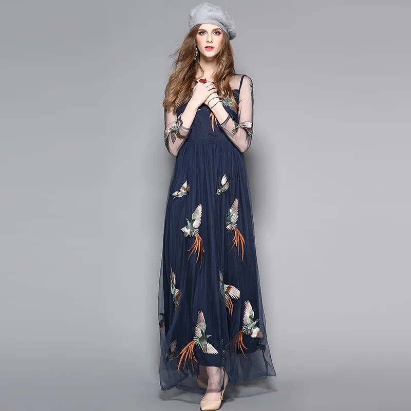 Sexy Transparent Mesh Dresses Women One Piece Party Vintage Birds Printed Vestidos Mujer Long Sleeve Femme Robe Dress Long 2017
Sexy Transparent Mesh Dresses Women One Piece Party Vintage Birds Printed Vestidos Mujer Long Sleeve Femme Robe Dress Long 2017