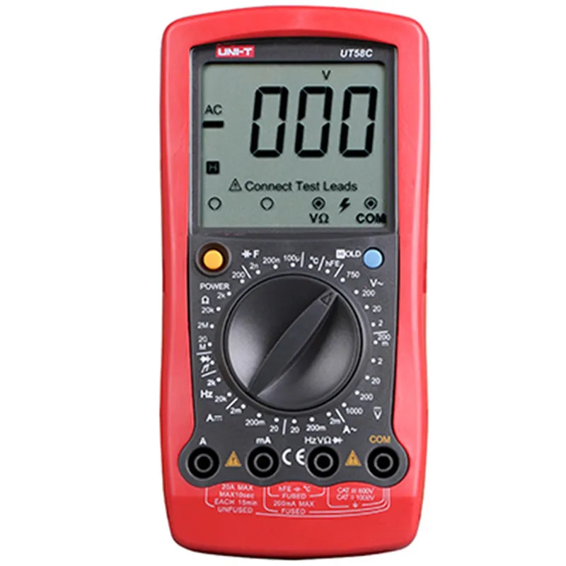 UNI-T UT58C Multitester DC/AC Voltage Current Resistance Test Capacitance Meter Digital LCD Multimeter Tester
UNI-T UT58C Multitester DC/AC Voltage Current Resistance Test Capacitance Meter Digital LCD Multimeter Tester