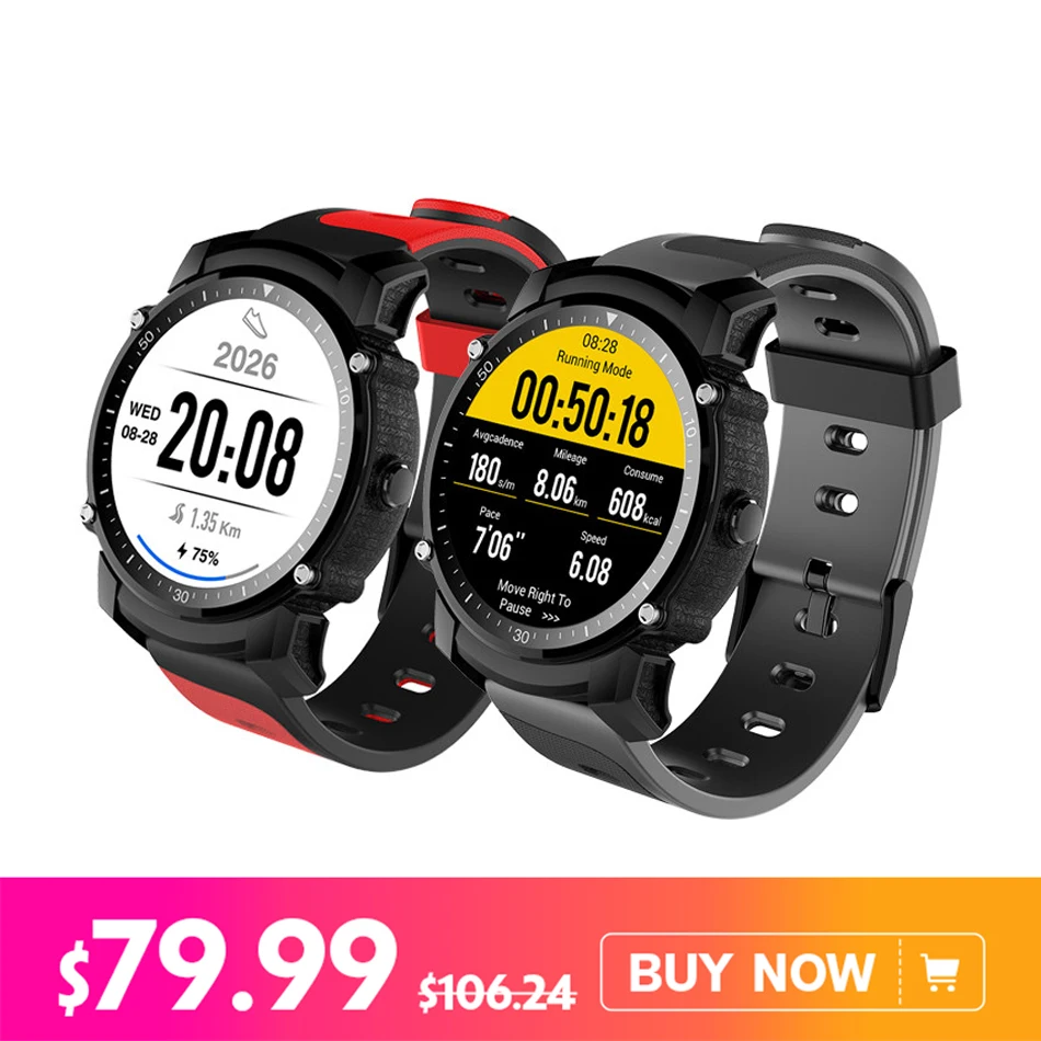Kingwear FS08 Смарт-часы трансфлективный экран TFT 1 26 дюйма gps монитор сердечного ритма