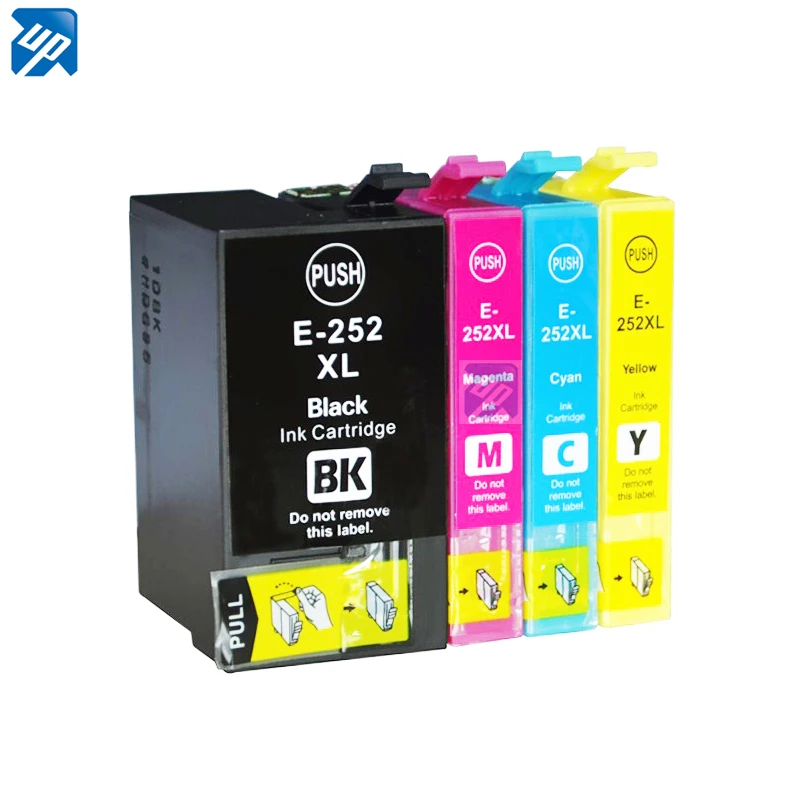 Фото 4 шт. 252XL 252 XL Совместимость с высокой емкостью патрон чернил для принтера epson WF3620