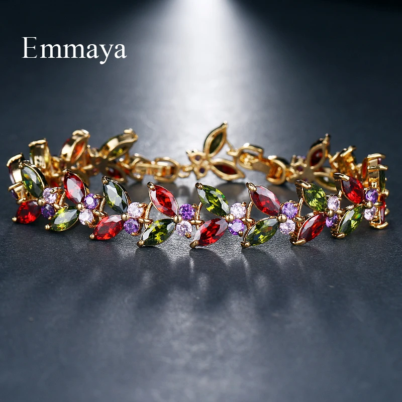 

Emmaya Multicolor Bangles Classical Charm Shinny AAA CZ Bracelet New Design Jewelry for Female Party Gift