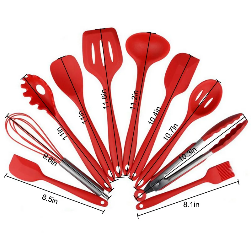 10pcs Silicone Cooking Utensils Set Non-Stick Miniature Cooking Utensil Kitchen Tools Set Spatula Spoon Ladle Slotted Turner
10pcs Silicone Cooking Utensils Set Non-Stick Miniature Cooking Utensil Kitchen Tools Set Spatula Spoon Ladle Slotted Turner