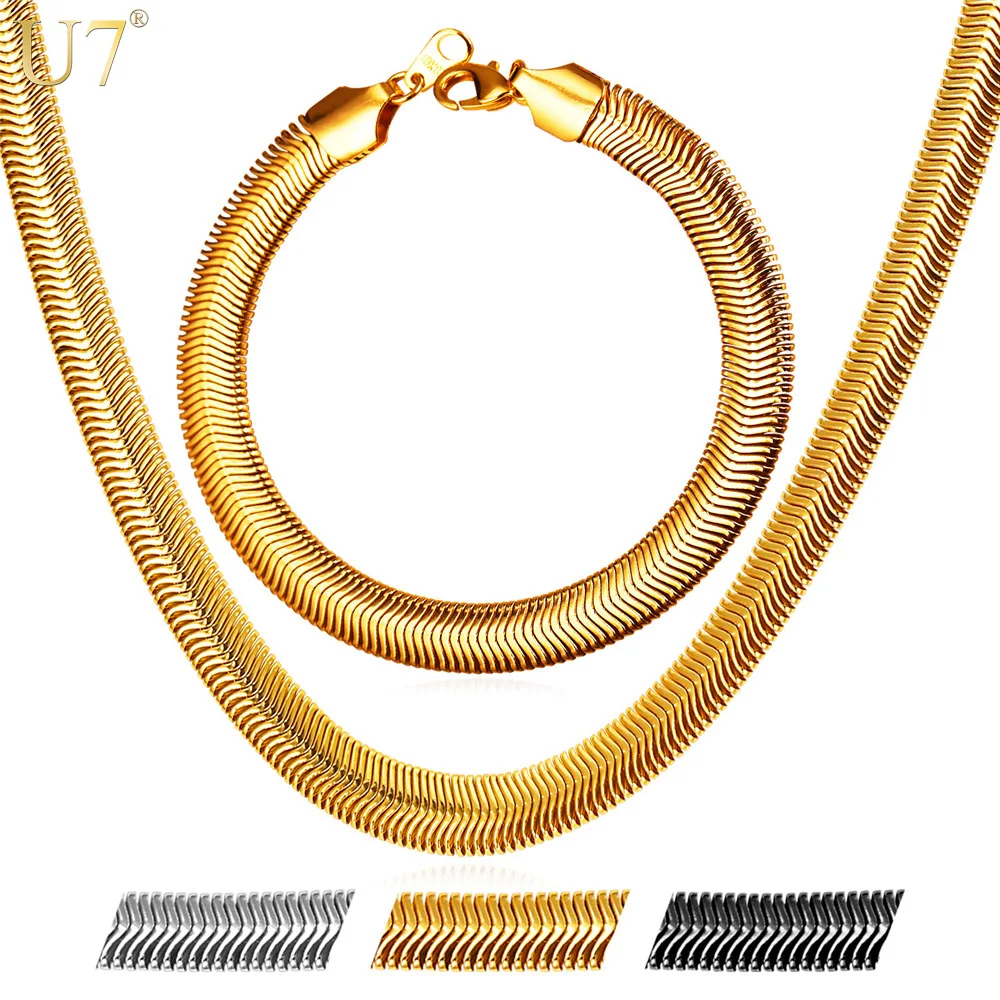 U7 8MM Snake Chain Jewelry Sets Trendy Gold Color Stainless Steel Bracelet Necklace Set Wholesale S844
U7 8MM Snake Chain Jewelry Sets Trendy Gold Color Stainless Steel Bracelet Necklace Set Wholesale S844