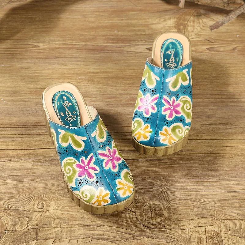 2019 Summer Cover Toes Shoes Women Slippers Handmade Vintage Genuine Leather Closed Toes Flower Women Platform Wedges Slides
2019 Summer Cover Toes Shoes Women Slippers Handmade Vintage Genuine Leather Closed Toes Flower Women Platform Wedges Slides