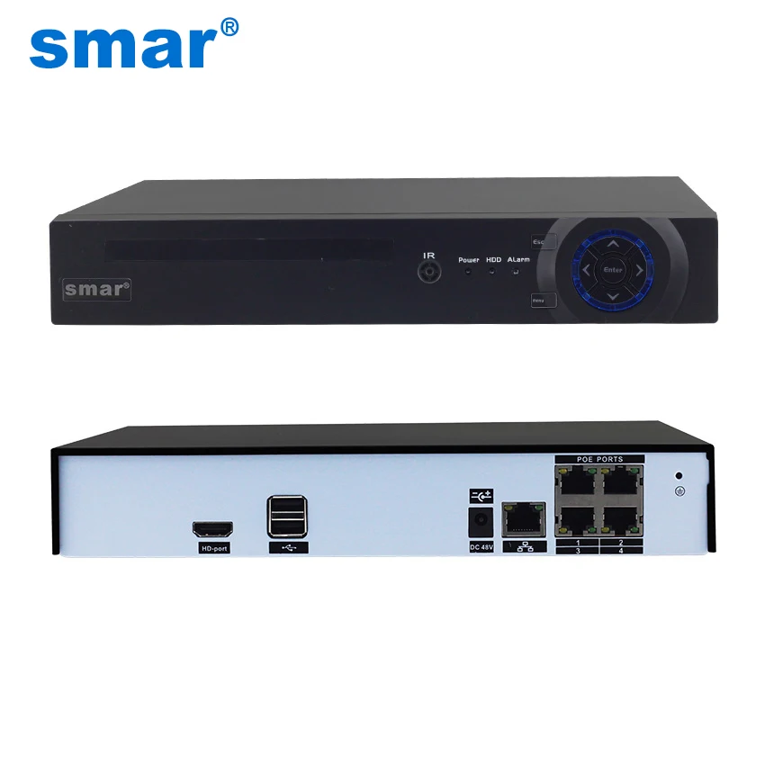 Smar новейшая DC48V H.265 Система охранного видеонаблюдения POE NVR HI3798M процессор Onvif 4CH 5MP 4
