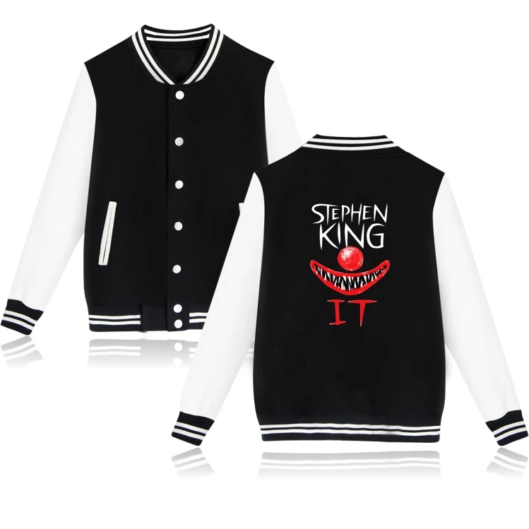 LUCKYFRIDAYF Stephen King's It Horror Movie Baseball Jackets Men Sweatshirts Women/Men Button Print Uniform Winter Gothic Coat
LUCKYFRIDAYF Stephen King's It Horror Movie Baseball Jackets Men Sweatshirts Women/Men Button Print Uniform Winter Gothic Coat