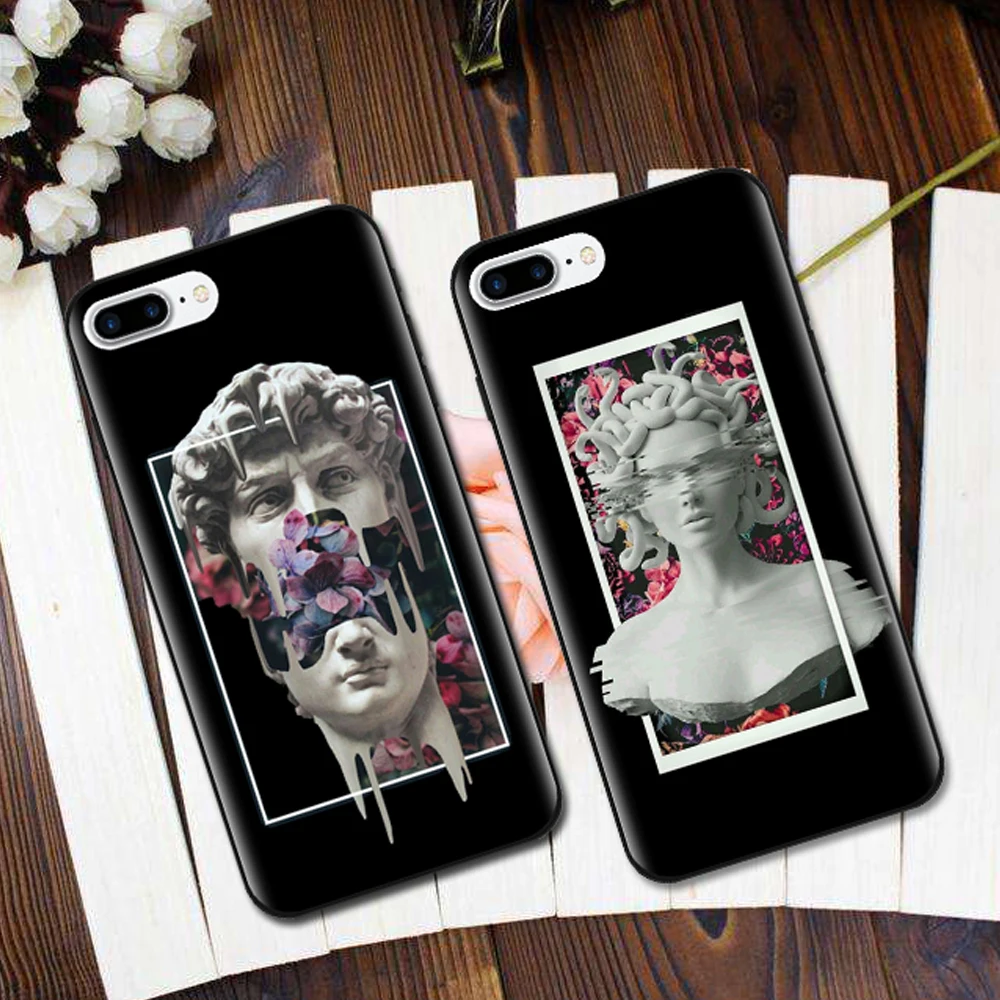 Фото Мягкий силиконовый чехол для iphone 7 Medusa Vaporwave Glitch Art Coque телефона IPhone 5s SE 6 6s 8 Plus X