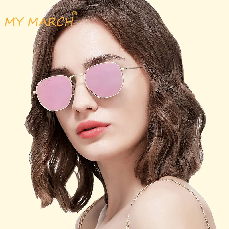 Женские круглые зеркальные солнцезащитные очки MYMARCH маленькие дизайнерские в