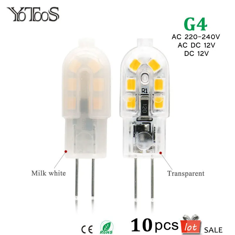 10pcs lot G4 Led 12v Lamp Bulb Light 220V 240V AC DC SMD 2835 LEDs Lights 360 degree Replace g4 Halogen Lamps For Home Lighting
10pcs lot G4 Led 12v Lamp Bulb Light 220V 240V AC DC SMD 2835 LEDs Lights 360 degree Replace g4 Halogen Lamps For Home Lighting
