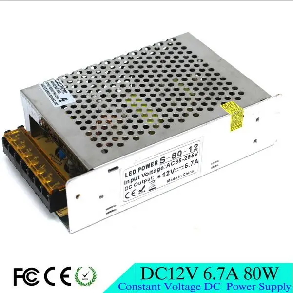 12V 6.7A 80W Power Supply Driver Converter Strip Light 220V 110V DC Universal Regulated Switching for CCTV Camera/LED/Monitor
12V 6.7A 80W Power Supply Driver Converter Strip Light 220V 110V DC Universal Regulated Switching for CCTV Camera/LED/Monitor