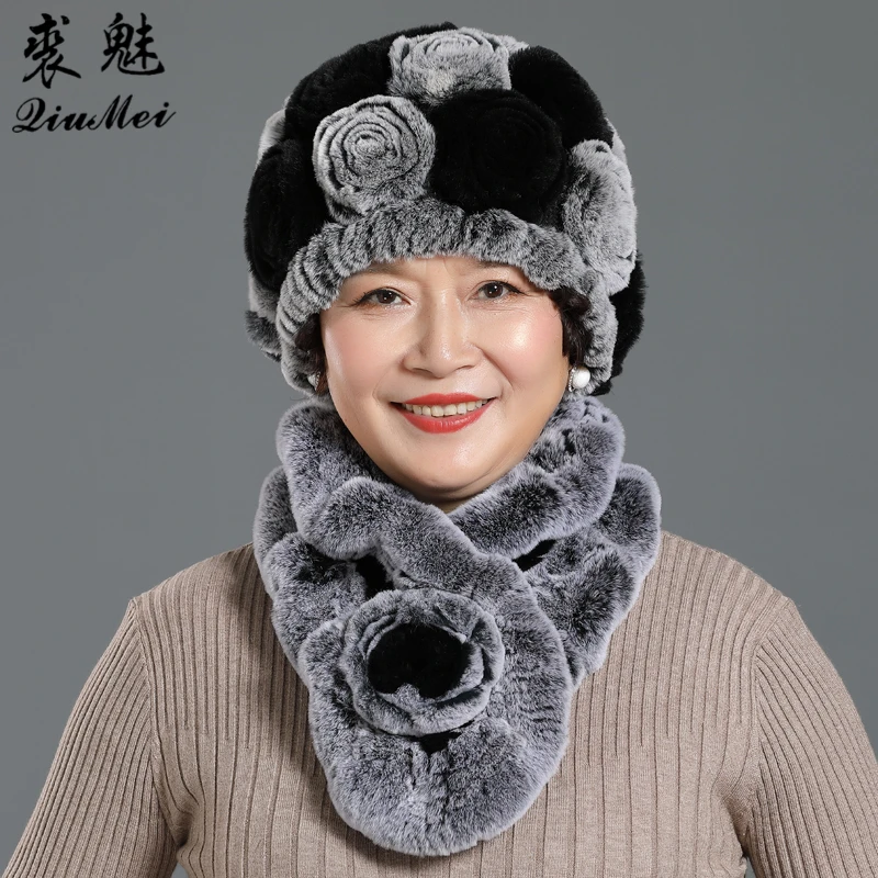 Lady Winter Genuine Rex Rabbit Fur Hats Scarves Knit Flower Women Warm Natural Fur Caps Scarves Sets 2 Pieces Hat Muffle
Lady Winter Genuine Rex Rabbit Fur Hats Scarves Knit Flower Women Warm Natural Fur Caps Scarves Sets 2 Pieces Hat Muffle