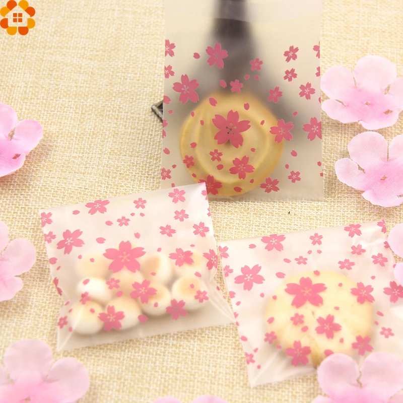 Лидер продаж! 100 шт./лот 3 размера милые розовые вишневые цветы пакеты для печенья