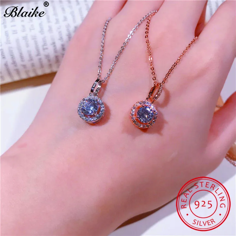 925 Sterling Silver Round Pendant Necklaces For Women White Sapphire Zircon Bridal Choker Wedding Clavicle Necklace Fine Jewelry
925 Sterling Silver Round Pendant Necklaces For Women White Sapphire Zircon Bridal Choker Wedding Clavicle Necklace Fine Jewelry