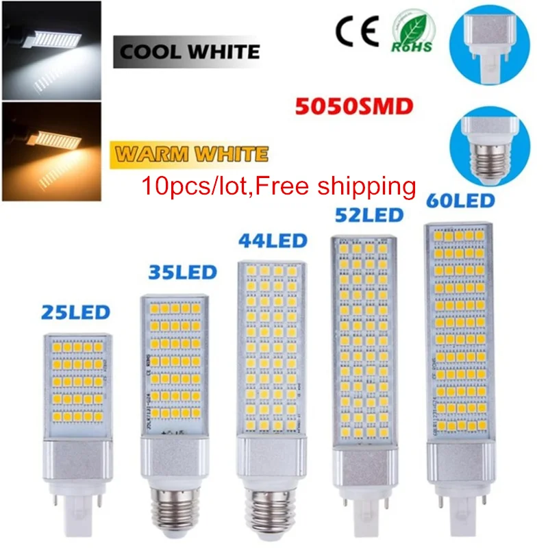 

5W 7W 9W 12W 15W E27 G24 LED Corn Bulb Lamp Light SMD 5050 Spotlight 180 Degree AC85-265V Horizontal Plug Light 10pcs/lot
