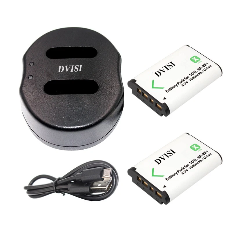 

2pcs/set NP-BX1 NP BX1 Camera Batteries with USB Dual Charger for Sony HDR-AS100v AS30 AS15 DSC-RX100 HX400 WX350 Camera
