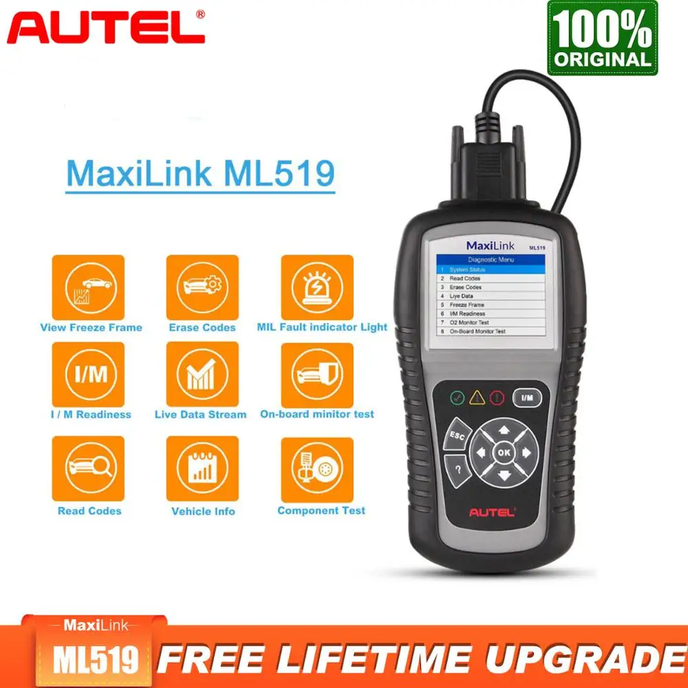 Autel новейший MaxiLink ML519 OBD2 сканер автомобильный диагностический инструмент EOBD, OBDII считыватель кодов лучше ELM327 автомобильный диагностический ...
Autel новейший MaxiLink ML519 OBD2 сканер автомобильный диагностический инструмент EOBD, OBDII считыватель кодов лучше ELM327 автомобильный диагностический ...