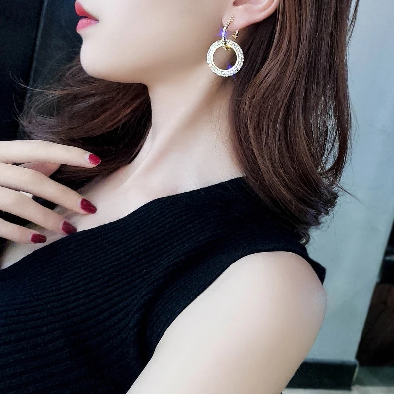 Fashion /Gold/Rose Gold Crystal Round Circle Earrings For Women Statement Jewelry Charm Stylish Dangle Earrings L3E648
Fashion /Gold/Rose Gold Crystal Round Circle Earrings For Women Statement Jewelry Charm Stylish Dangle Earrings L3E648