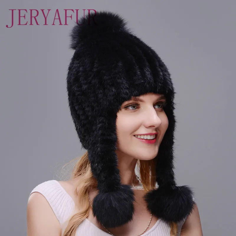 Real Natural Mink Fur Cap Double Closely Woven Long Ear Fur Hat For Women Winter Cap Three Fox Fur Pom Poms Thick And Warmth Cap
Real Natural Mink Fur Cap Double Closely Woven Long Ear Fur Hat For Women Winter Cap Three Fox Fur Pom Poms Thick And Warmth Cap