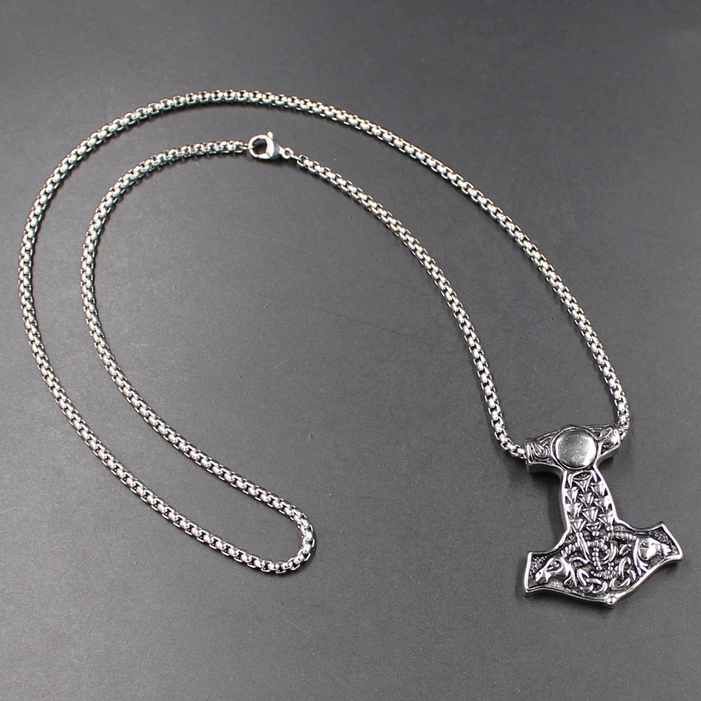 Kakee Retro Amulet Goat Animal Viking Punk Pendant Stainless Steel Rock Vintage Biker Thor's Hammer Necklace for Men Jewelry | Украшения