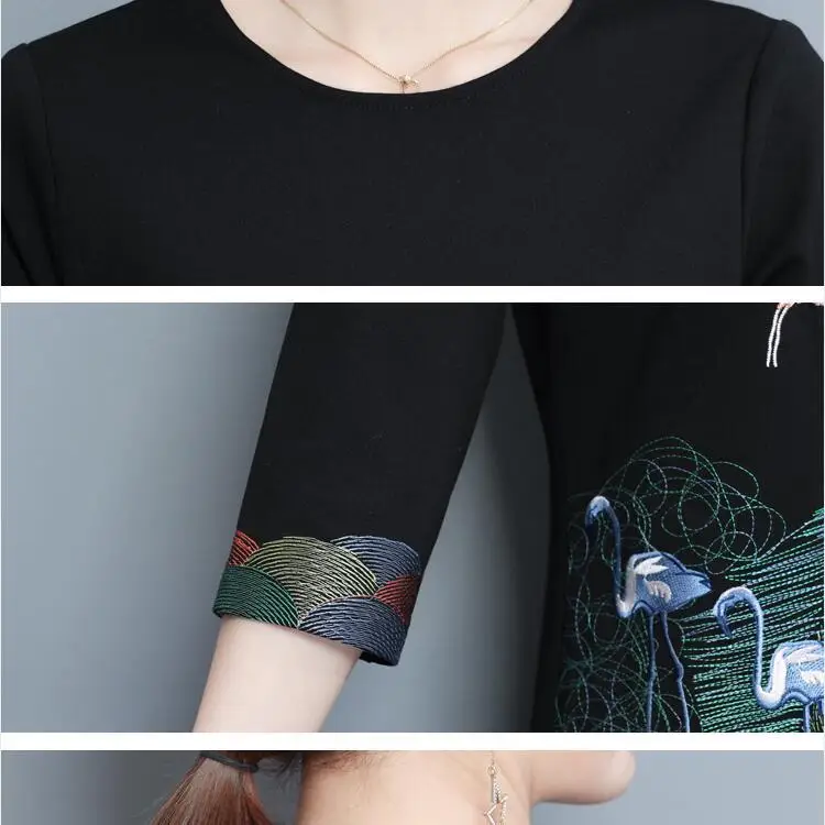 Spring and Autumn New Europe and America Women's Fashion Slim National Wind Embroidered Slim Seven-quarter sleeve Dress
Spring and Autumn New Europe and America Women's Fashion Slim National Wind Embroidered Slim Seven-quarter sleeve Dress