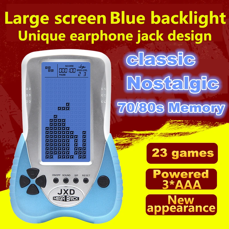 New big screen tetris game console blue backlight plug headphone built-in 23 games classic nostalgic puzzle children gift
New big screen tetris game console blue backlight plug headphone built-in 23 games classic nostalgic puzzle children gift
