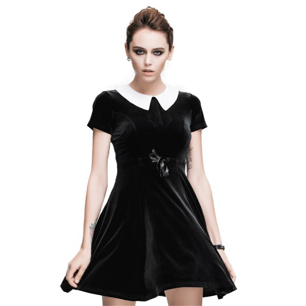 Devil Punk Womens Doll Collar Short-Sleeved Mini Horn Dress Summer Fold Lapel Tie Belt High Waist Mature Party Dress
Devil Punk Womens Doll Collar Short-Sleeved Mini Horn Dress Summer Fold Lapel Tie Belt High Waist Mature Party Dress