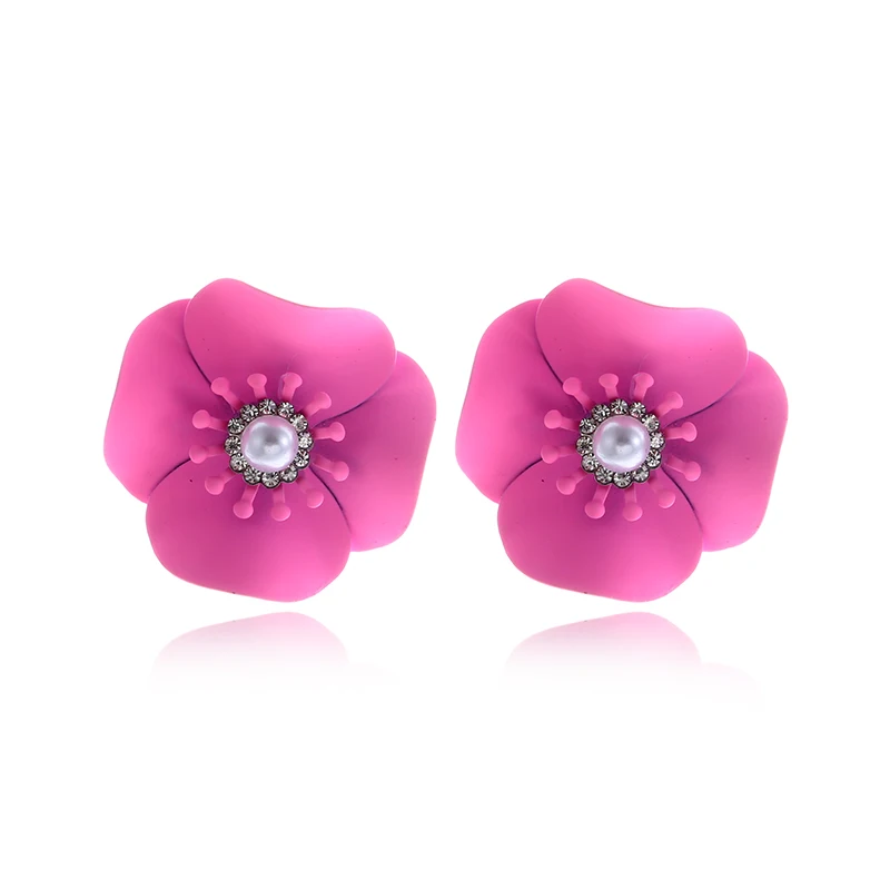 FLDZ New floral stud stainless steel spray paint set with Rhinestone pearl fashion lady earrings clothing accessories | Украшения и