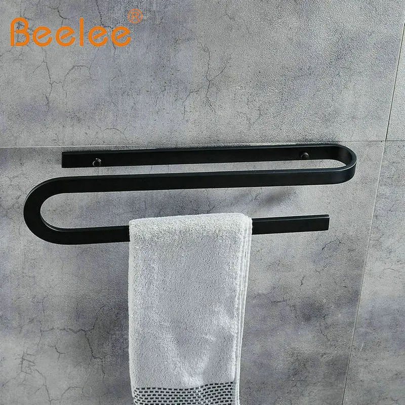 Черный держатель для полотенце Beelee S настенный ванной комнаты|towel bar|black towel rackbathroom