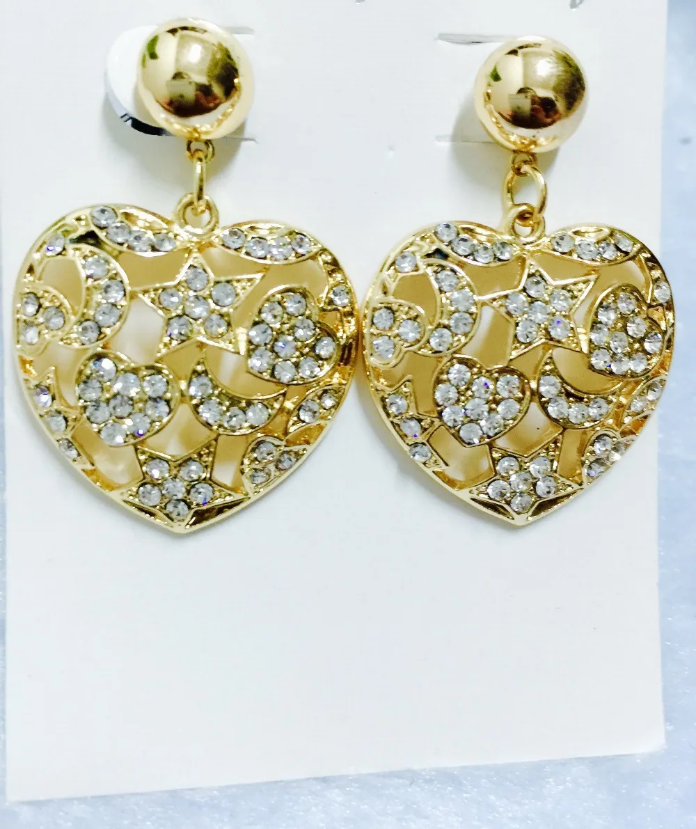 Party Jewelry New Fashion Heart Earrings Stud 18K Gold Plated With Austrian Full Crystals Women MU-86 | Украшения и аксессуары