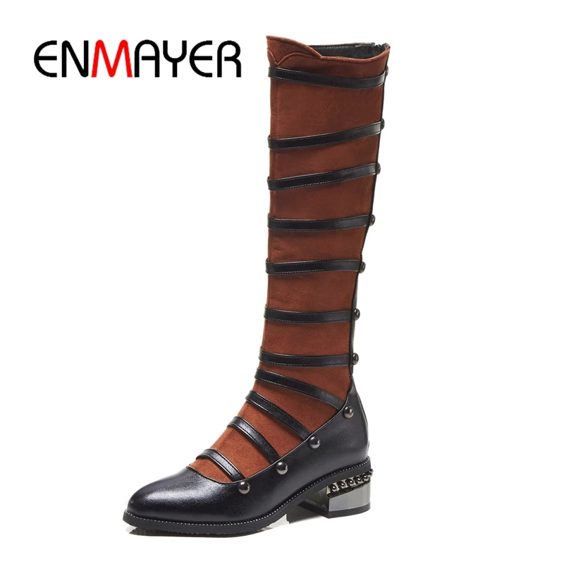 ENMAYER Pointed Toe Knee-High Flock Square Heel Zapatos De Mujer Women Shoes Winter Boots Big Size 34-46 ZYL1686
ENMAYER Pointed Toe Knee-High Flock Square Heel Zapatos De Mujer Women Shoes Winter Boots Big Size 34-46 ZYL1686